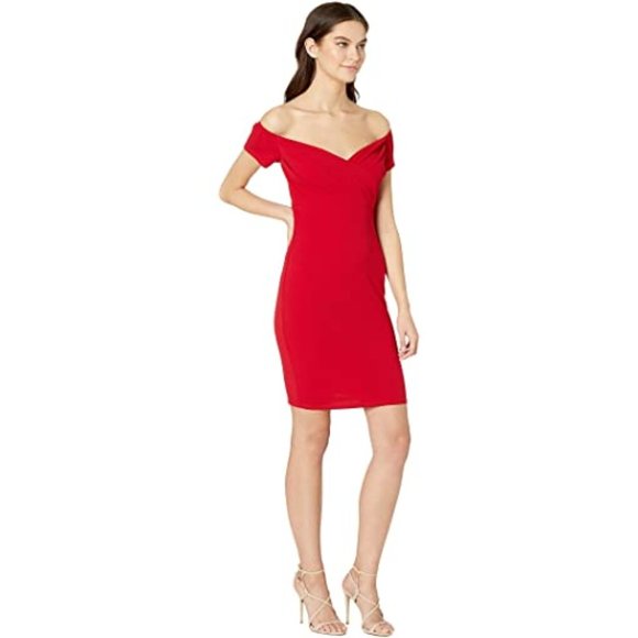 Nwt Bebe Red Scuba Dress with cap sleeves Size 12 - Picture 3 of 8
